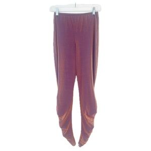 Vintage 80's Ruched Leg Iridescent Rose Gold/Purple Disco Leggings Size XS-S*